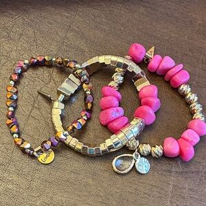 Erimish Pink and Gold Beaded Bracelet Set